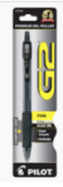 G-2 RET GEL INK PEN 07 FINE CARDED PILOT; $2.29