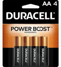 image of: Duracell AA Coppertop Batteries, 4 Pack