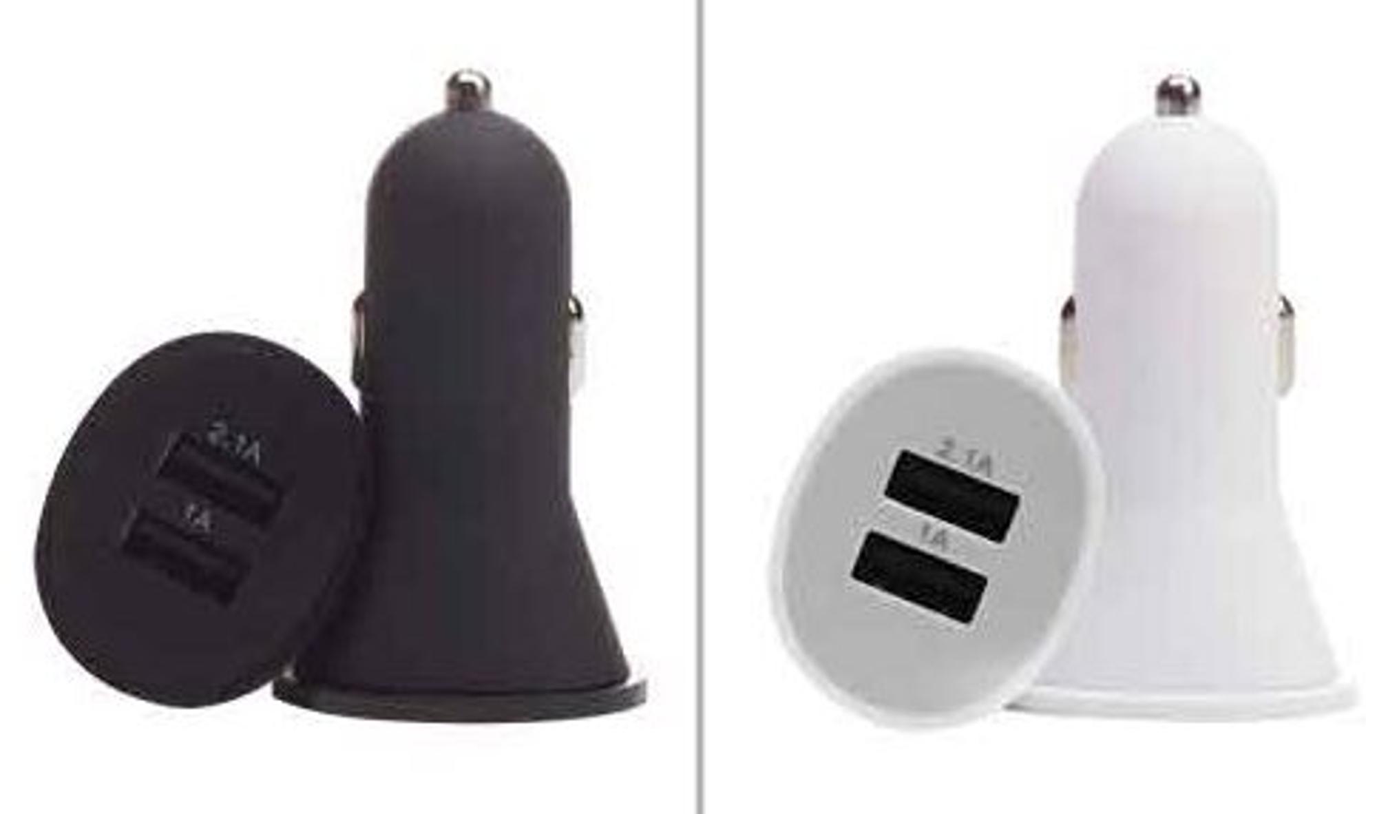 image of: Car Charger Dual USB-A 2.1 Amp Black/White