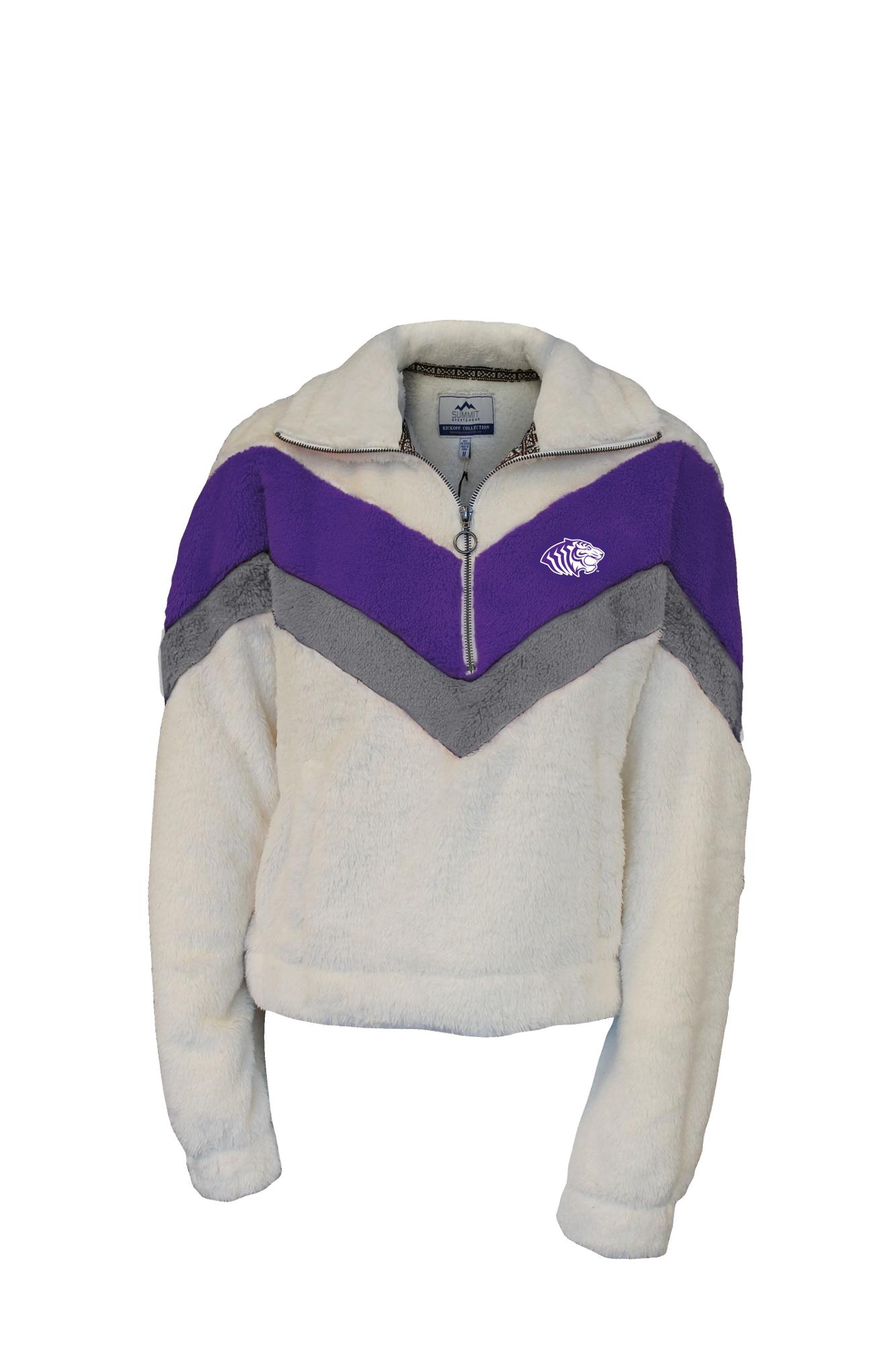 image of: OUACHITA TIGER LOGO V-STRIPE 1/2 ZIP PLUSH