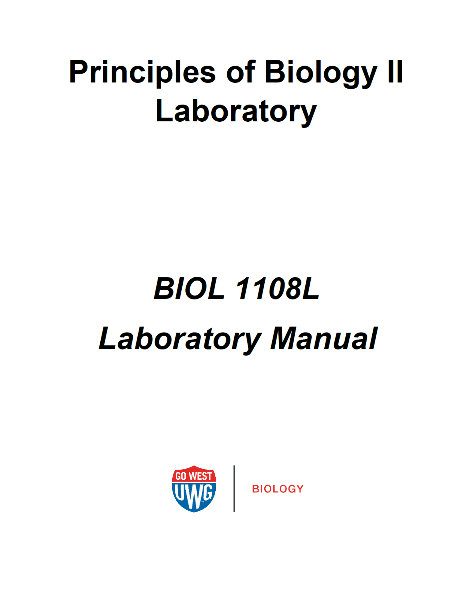 Cover image for BIOL 1108L LAB MANUAL - SUMMER 2026
