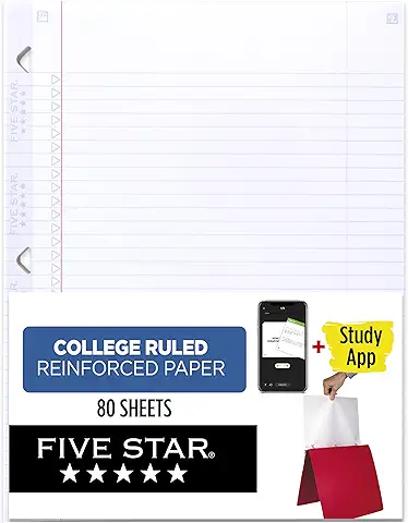 image of: Five Star Reinforced College Ruled Filler Paper, 80 Sheets