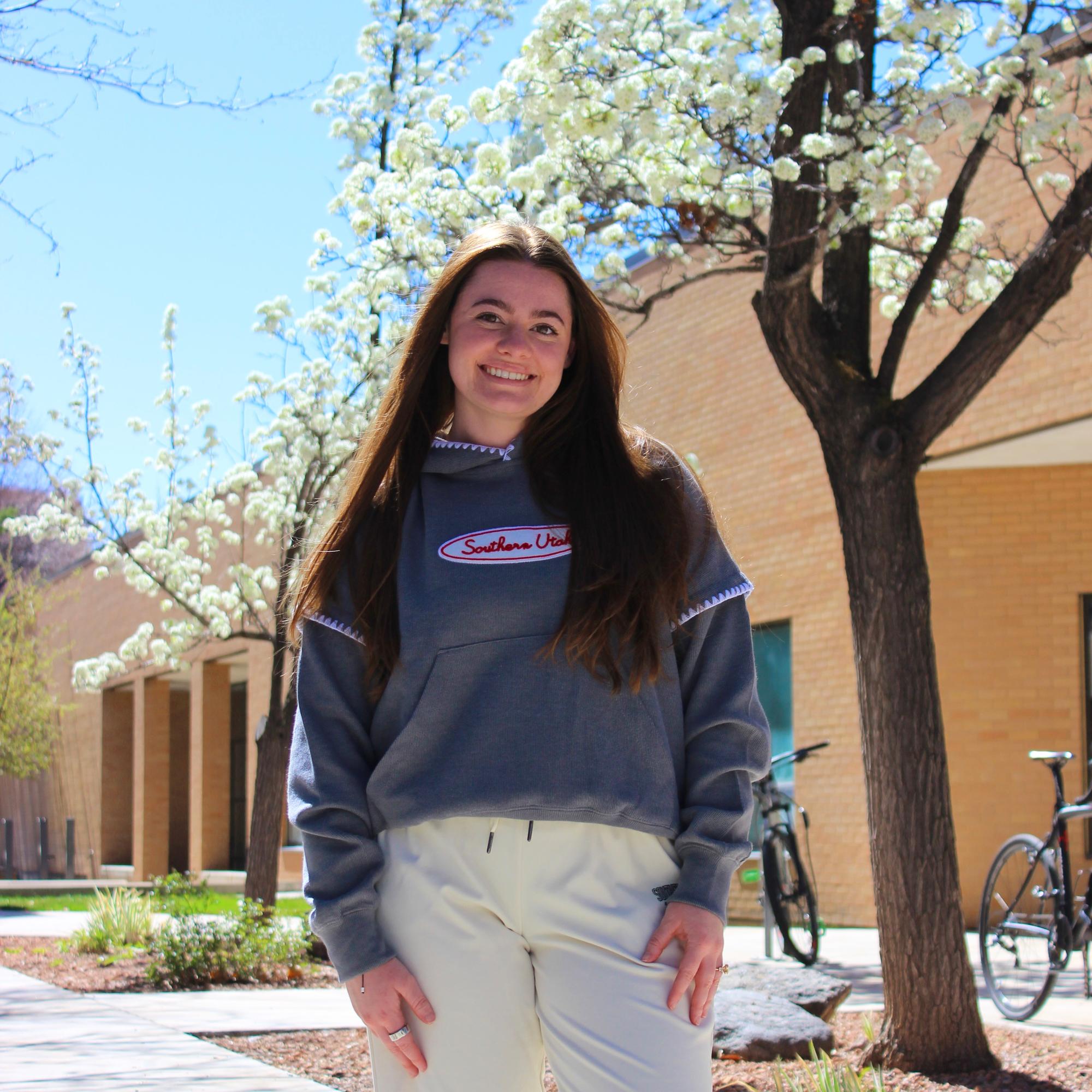 Product image 1 of 2 for MV Sport Women’s Teegan Hoodie – Gray, Southern Utah Oval Patch