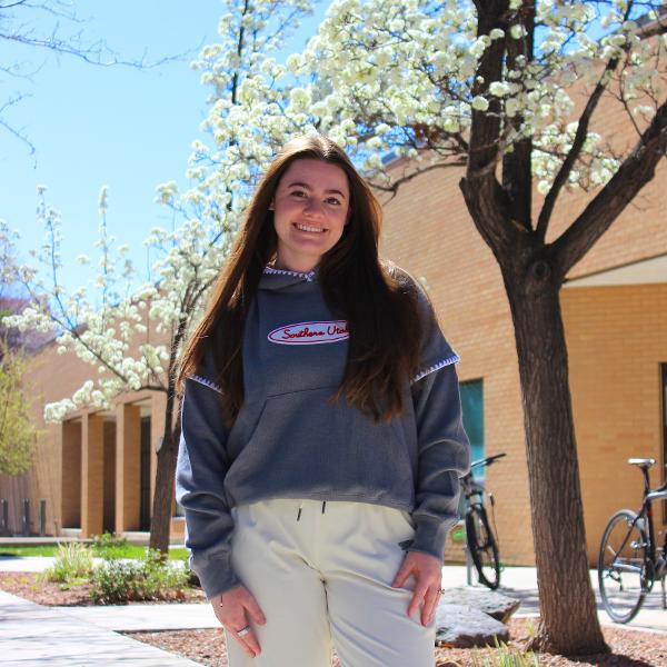 MV Sport Women’s Teegan Hoodie – Gray, Southern Utah Oval Patch; $49.99