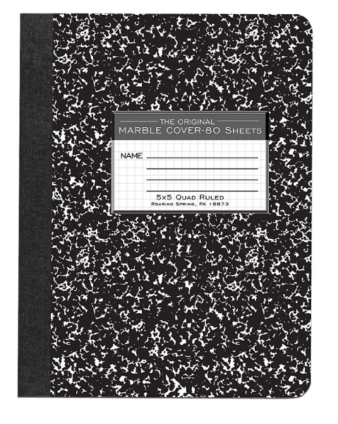 Black - Quad Ruled Composition, 80Sheets; $5.99