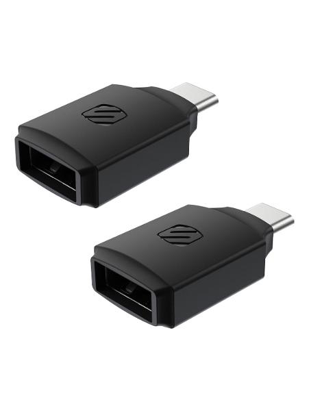 Scosche Strikeline USB Adapter Black 2Pk USB-A to USB-C; $15.98