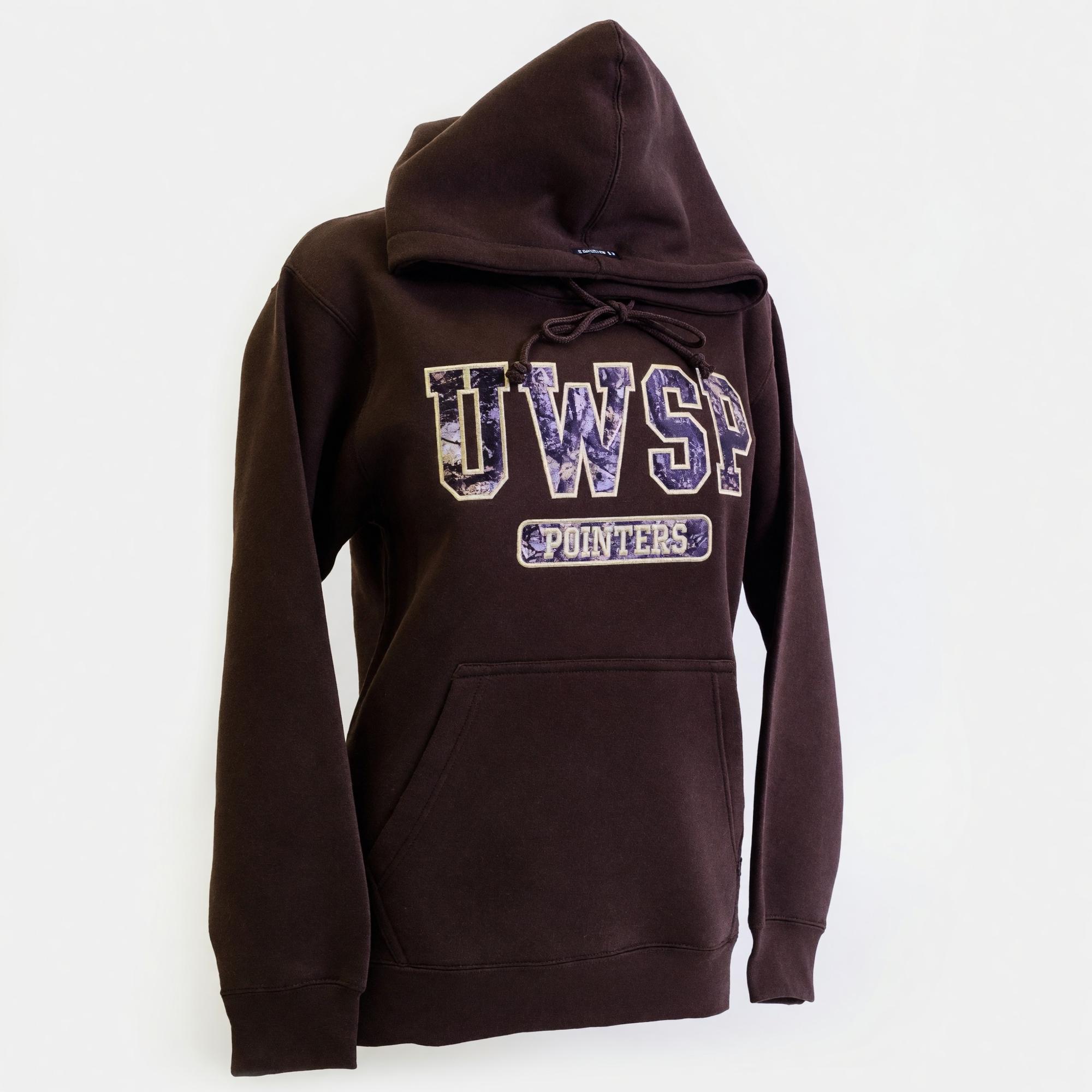 Product image 1 of 2 for UWSP Pointers Camo Pullover Hoodie Sweatshirt, Dark Chocolate