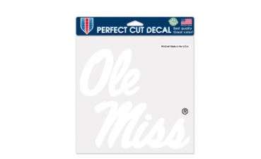 image of: Ole Miss White Stacked Script Decal 8x8
