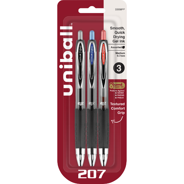 uni-ball Signo 207 .7mm Retractable Gel Pen, 3 Pack; $8.98