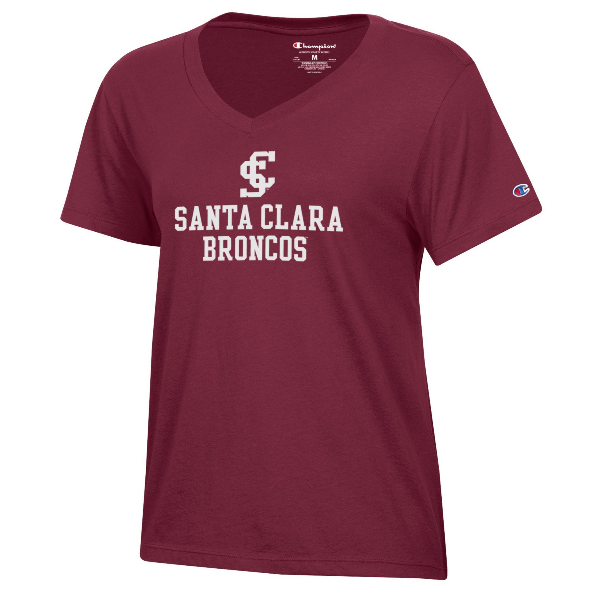 Product image 1 of 1 for Santa Clara Broncos Champion Women's Core Short Sleeve V-Neck Tee, Garnet