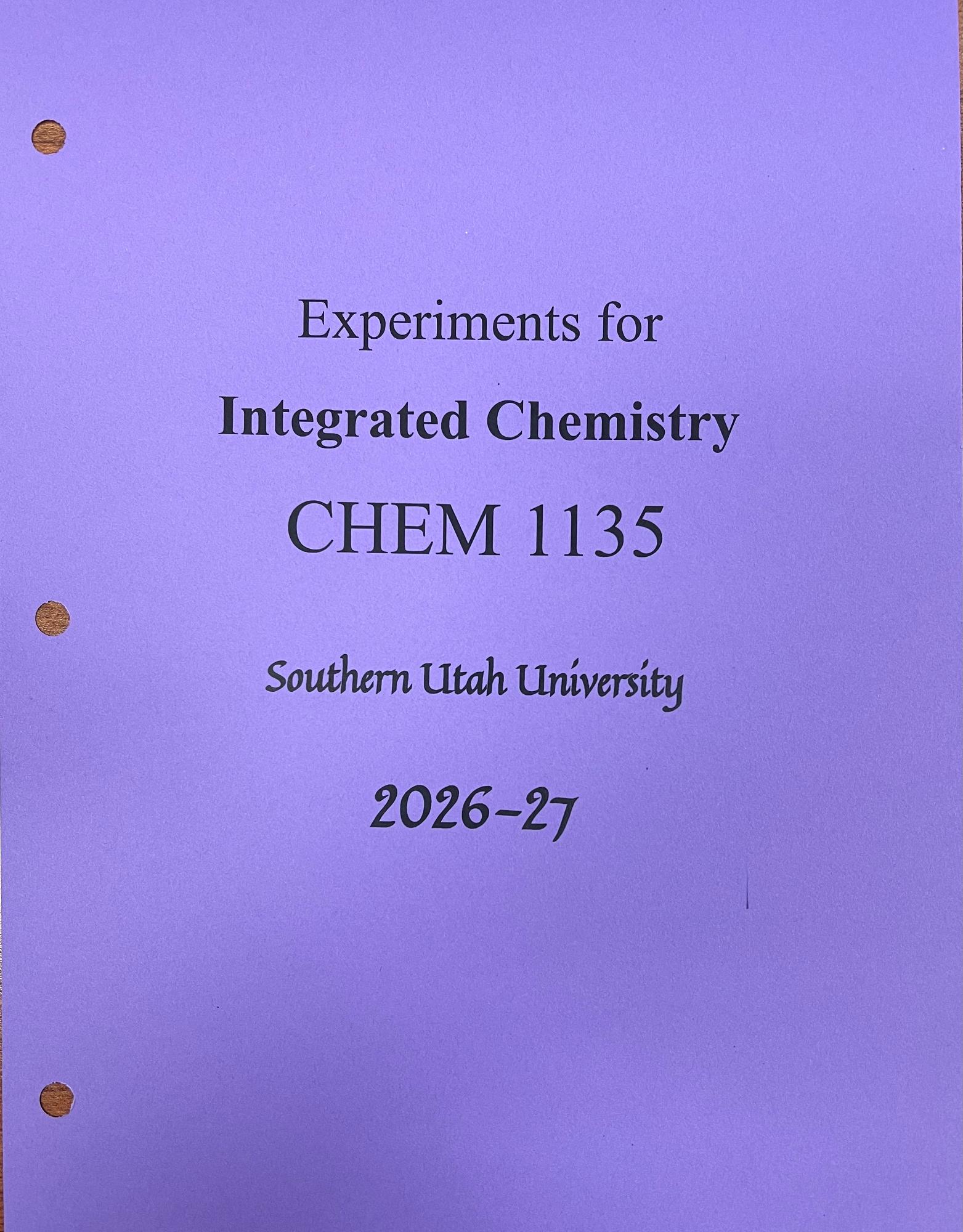 Cover image for CHEM 1135 Experiments for Integrated Chemistry for Health Sciences Lab