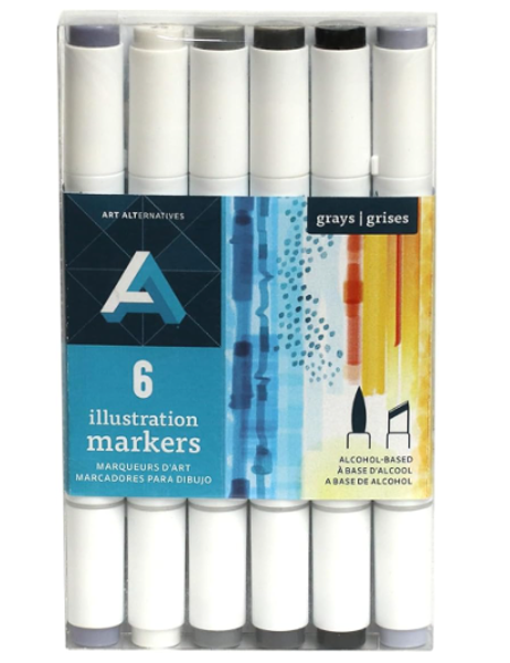 AA Illustration Marker Set - Gray Tones 6pk; $12.99