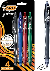 image of: BIC Gel-ocity Quick Dry Retractable Gel Pen - Asst .7mm 4Pk BP