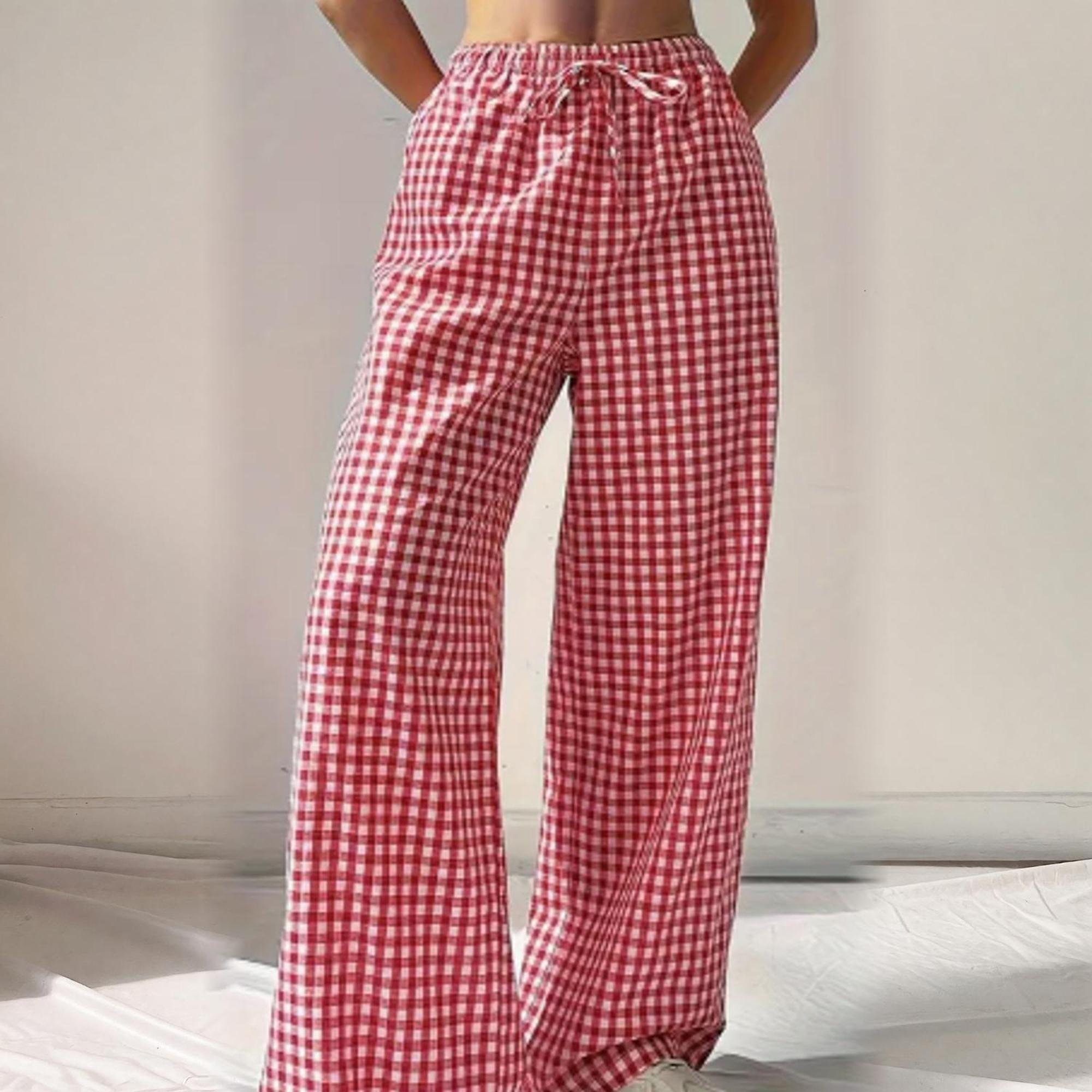 Product image 1 of 2 for RED GINGHAM CASUAL WIDE LEG PANT