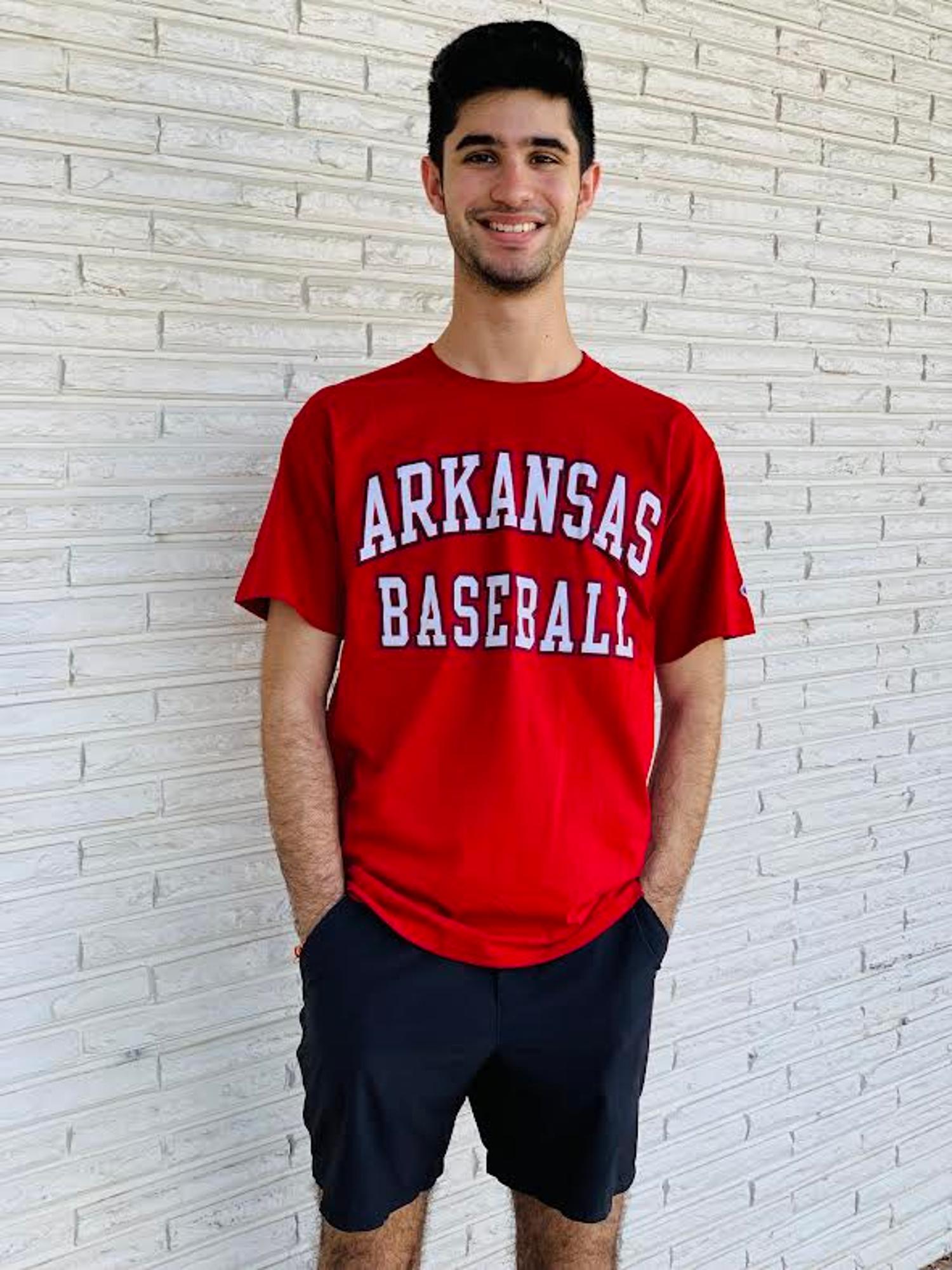 image of: University of Arkansas Champion Brand Arched Baseball Short Sleeve Tee - Cardinal