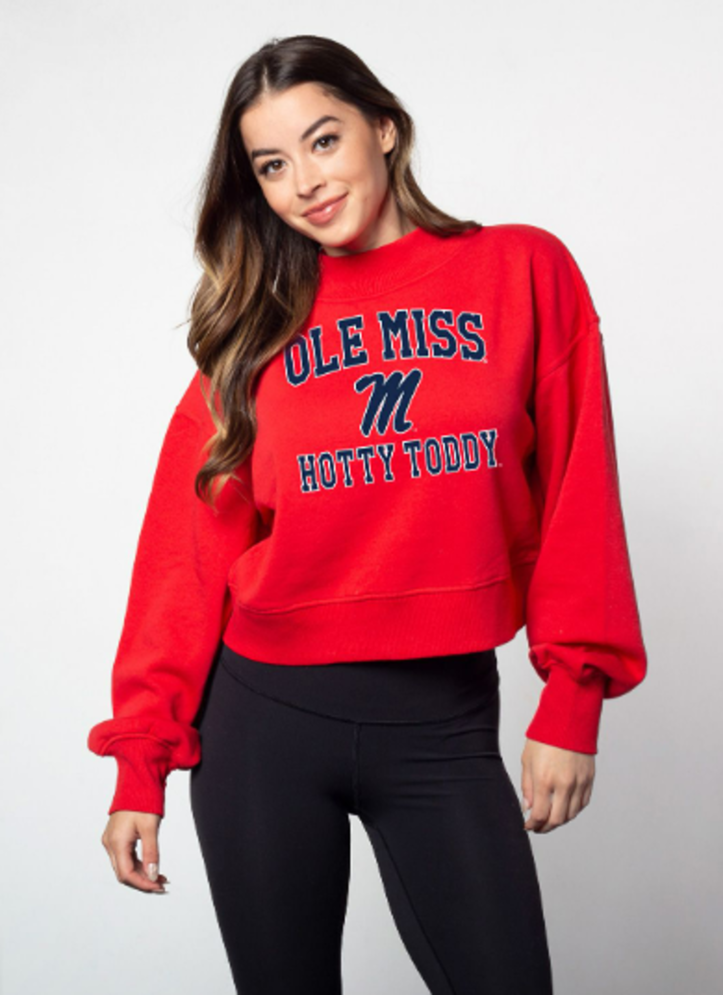 image of: Ole Miss Throwback Hailey Mock Neck Cropped Sweatshirt