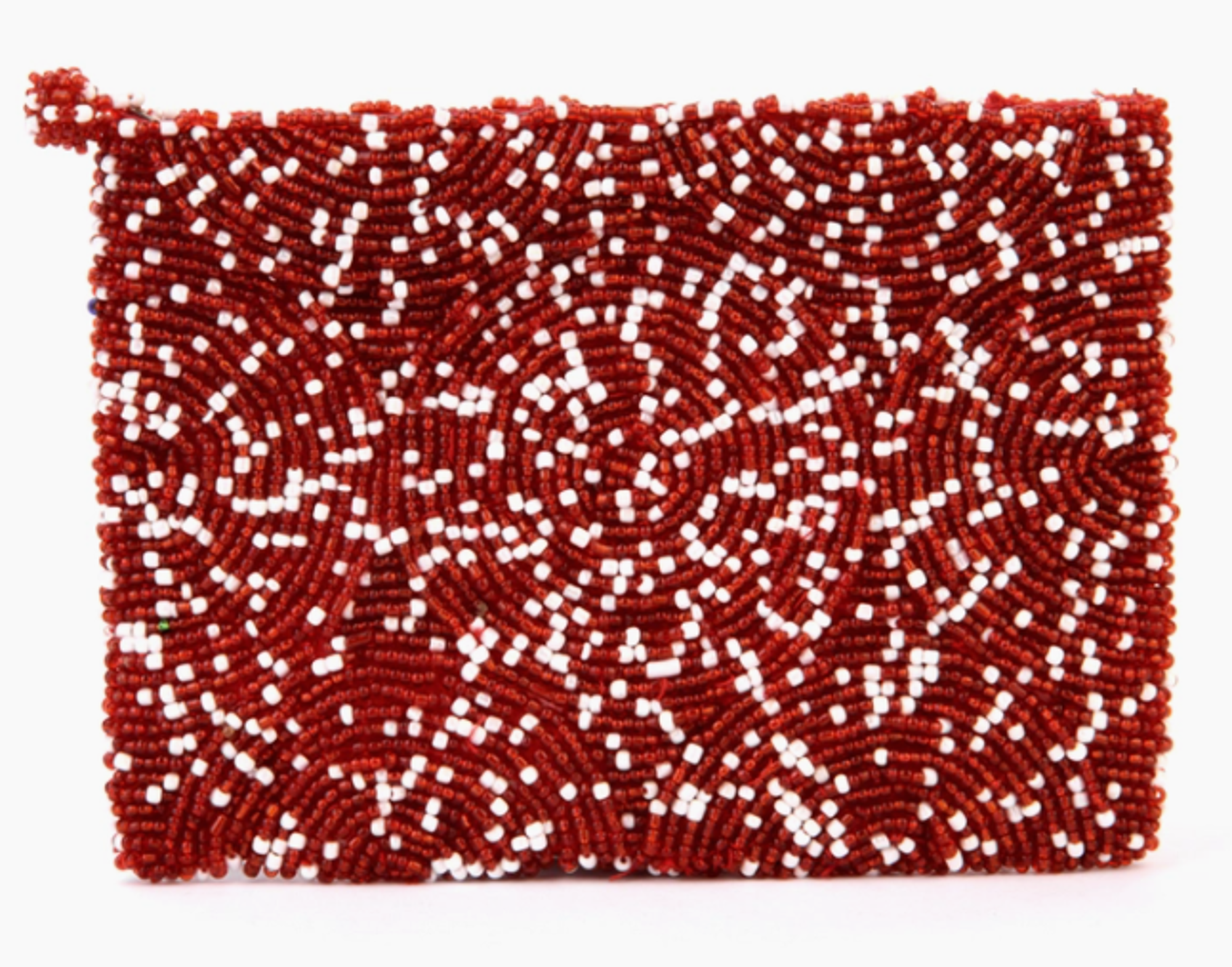 image of: Red and White Gameday Seed Bead Purse Pouch
