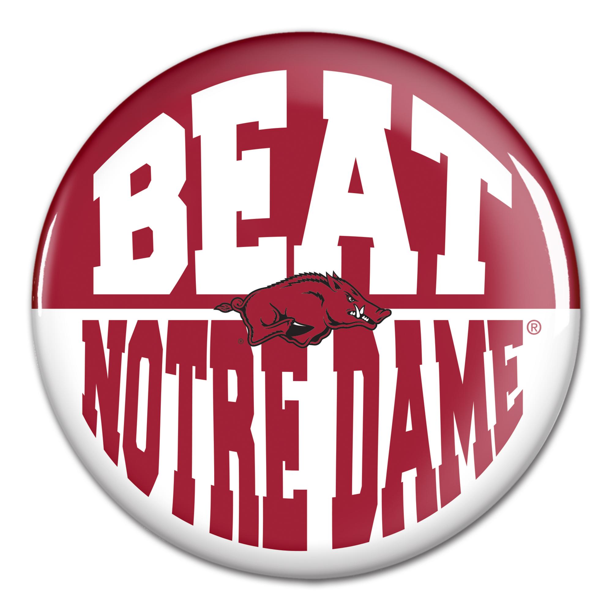 Arkansas Razorbacks Arched Crimson Beat Notre Dame Gameday Button; $3.99
