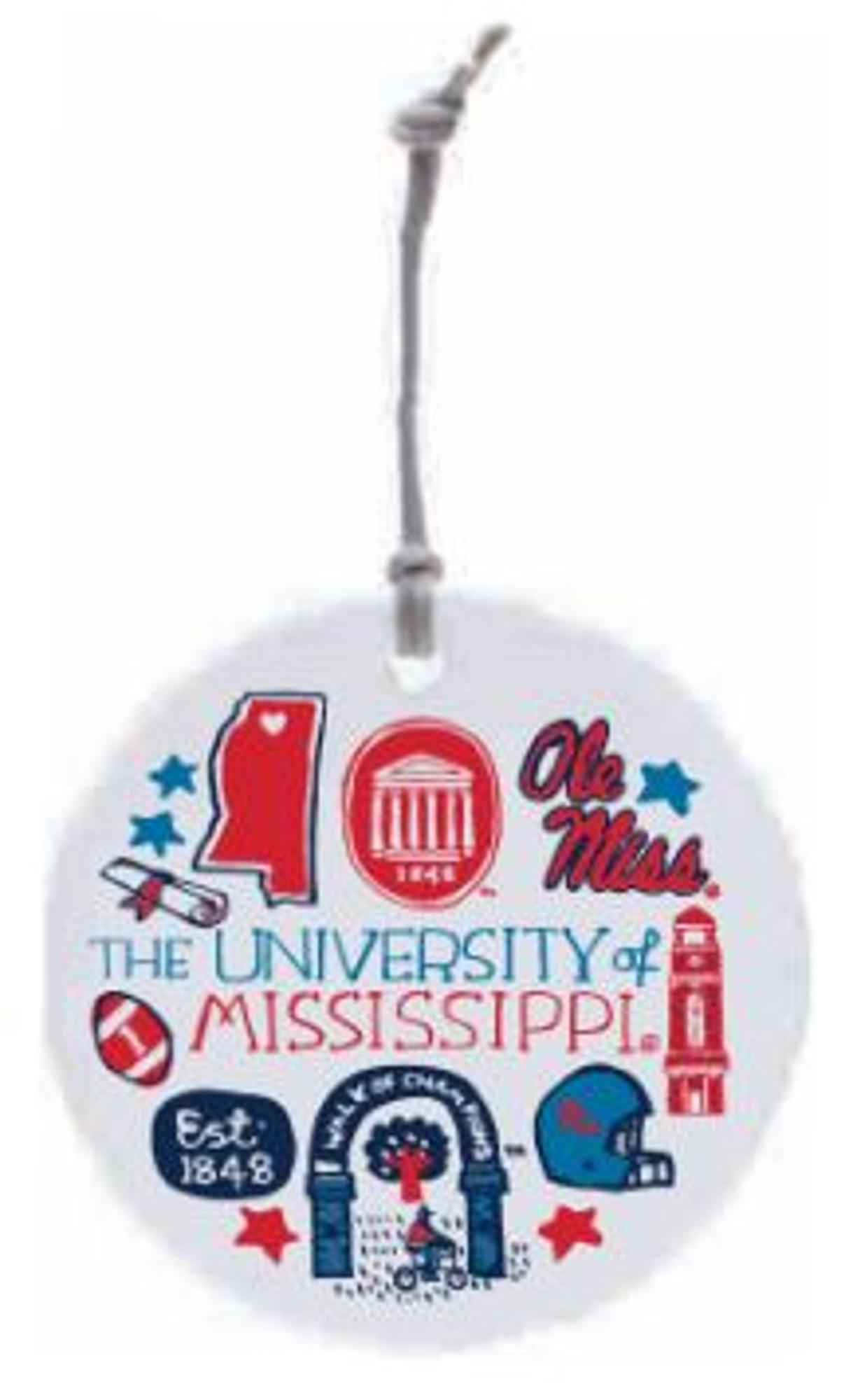 image of: Julia Gash University of Mississippi Ceramic Circle Ornament