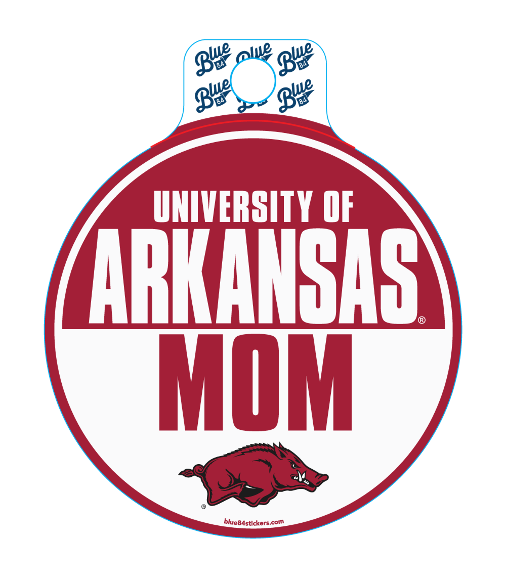 image of: Arkansas Razorbacks Mom Slam Circle Sticker - Red