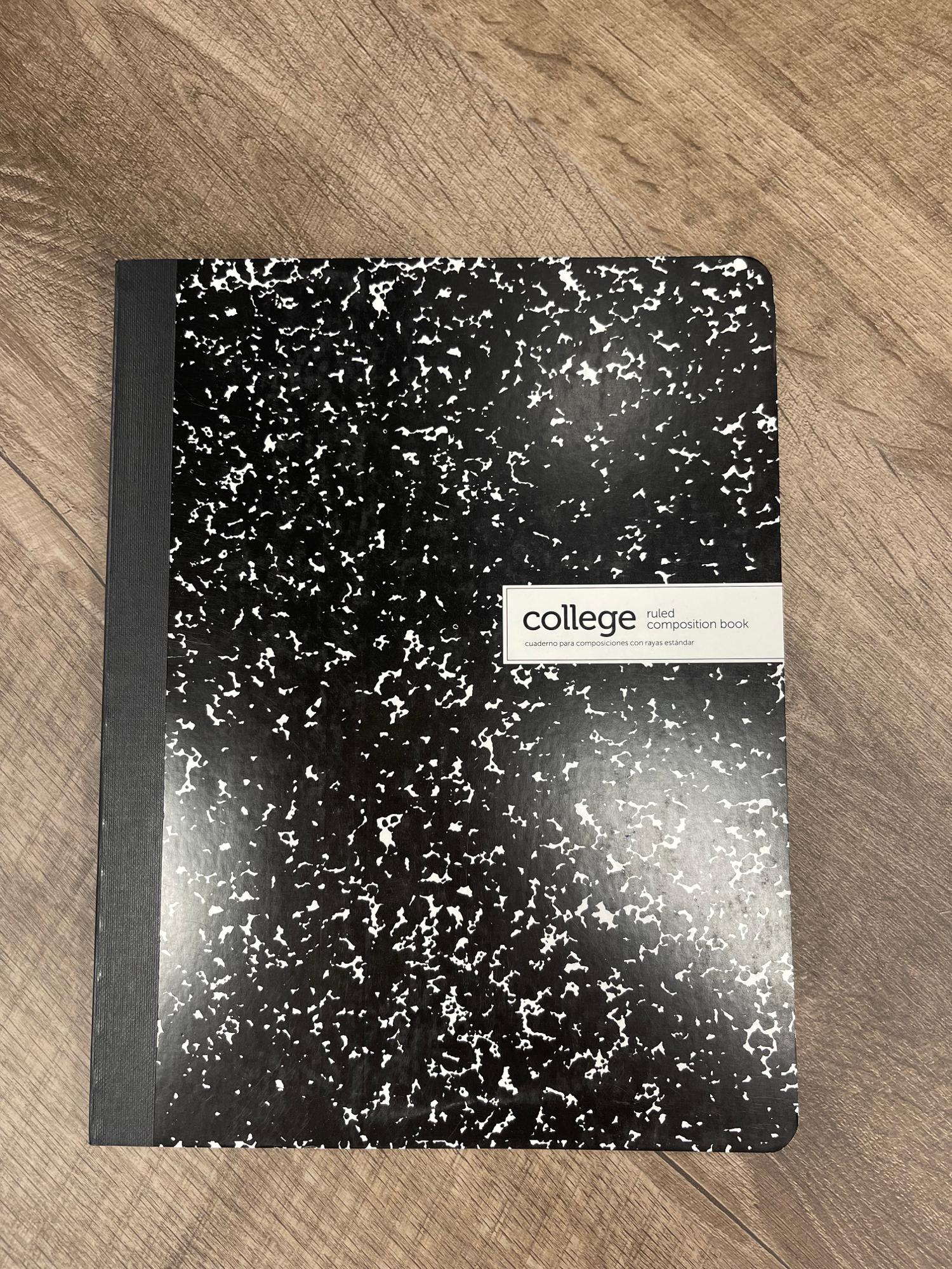 image of: Office Depot® Brand Composition Book, 7-1/2" x 9-3/4", College Ruled, 200 Pages (100 Sheets), Black/White