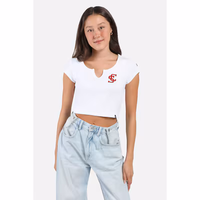 image of: Santa Clara University Women's Cali Cropped Short Sleeve Tee, White