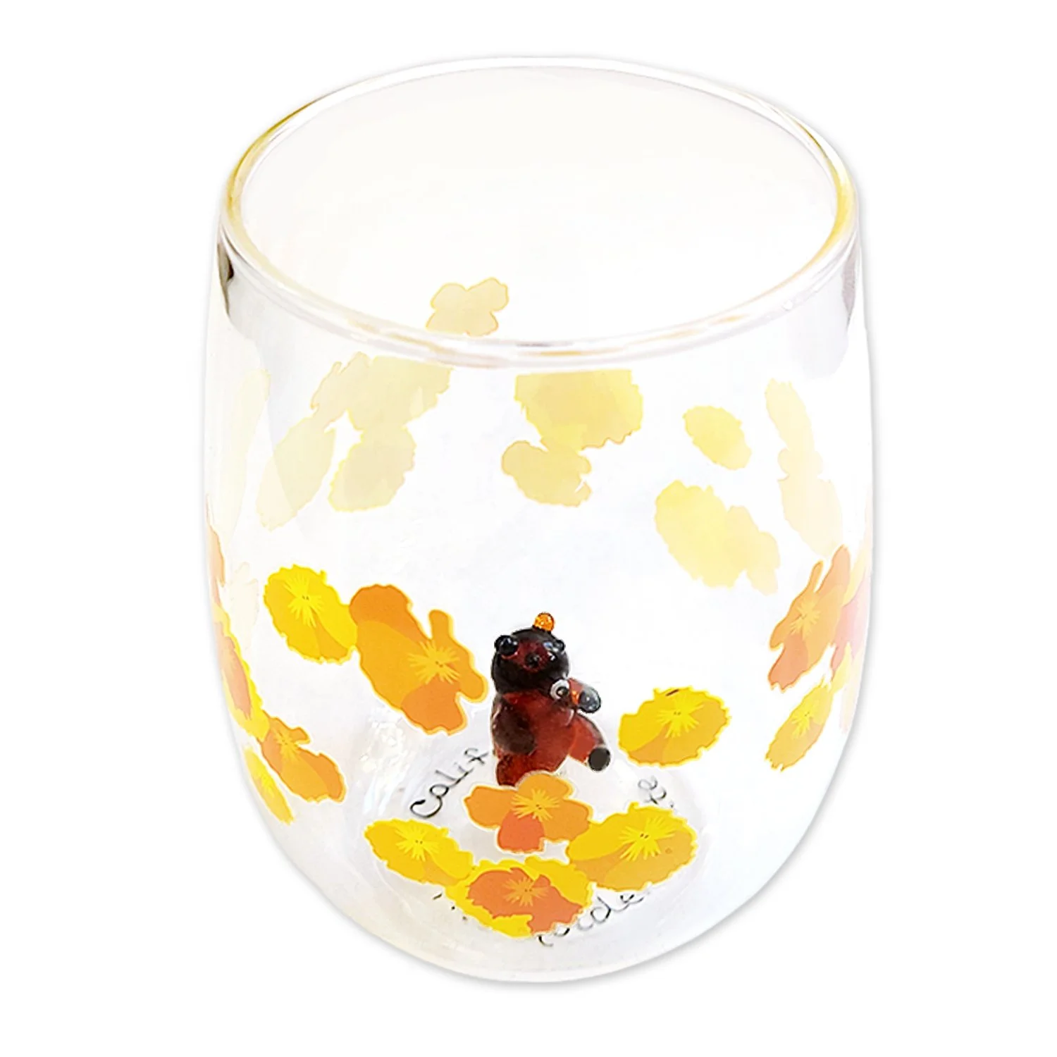 Product image 3 of 4 for California Poppy Bear Stemless Wine Glass