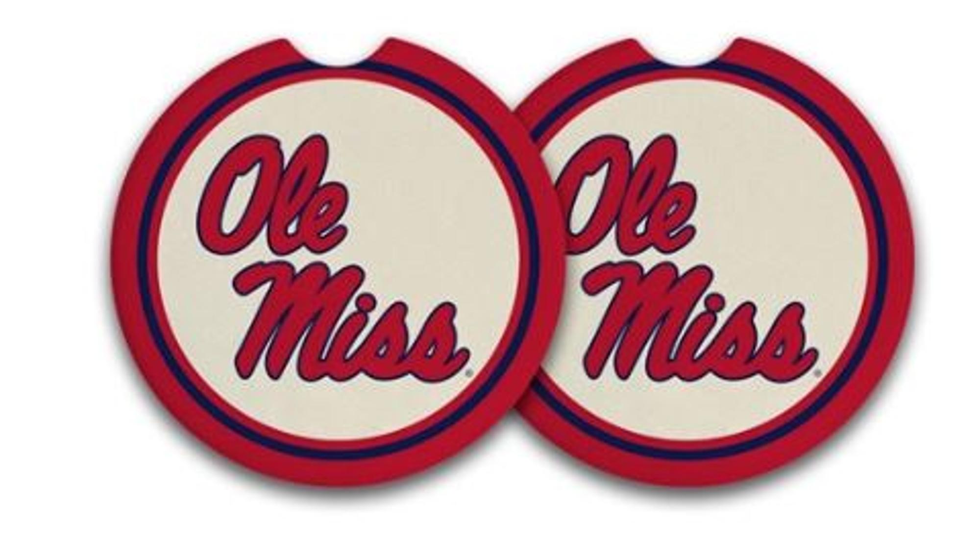 image of: Ole Miss Absorbent Car Coasters 2pk