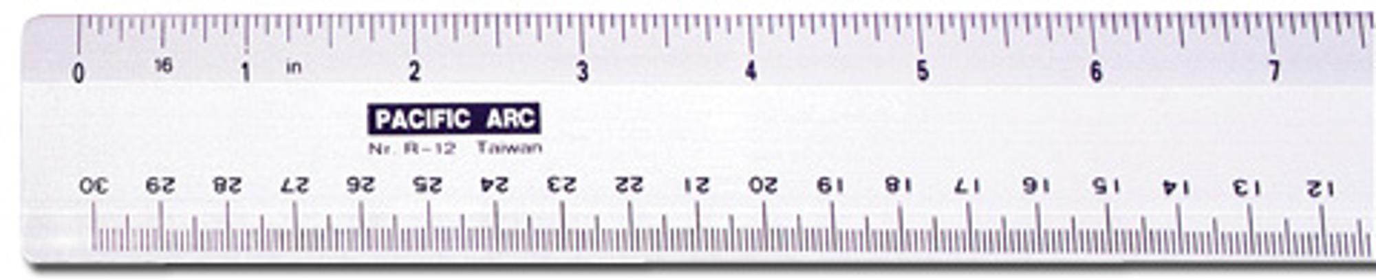 image of: PA Clear Plastic Ruler - 12"