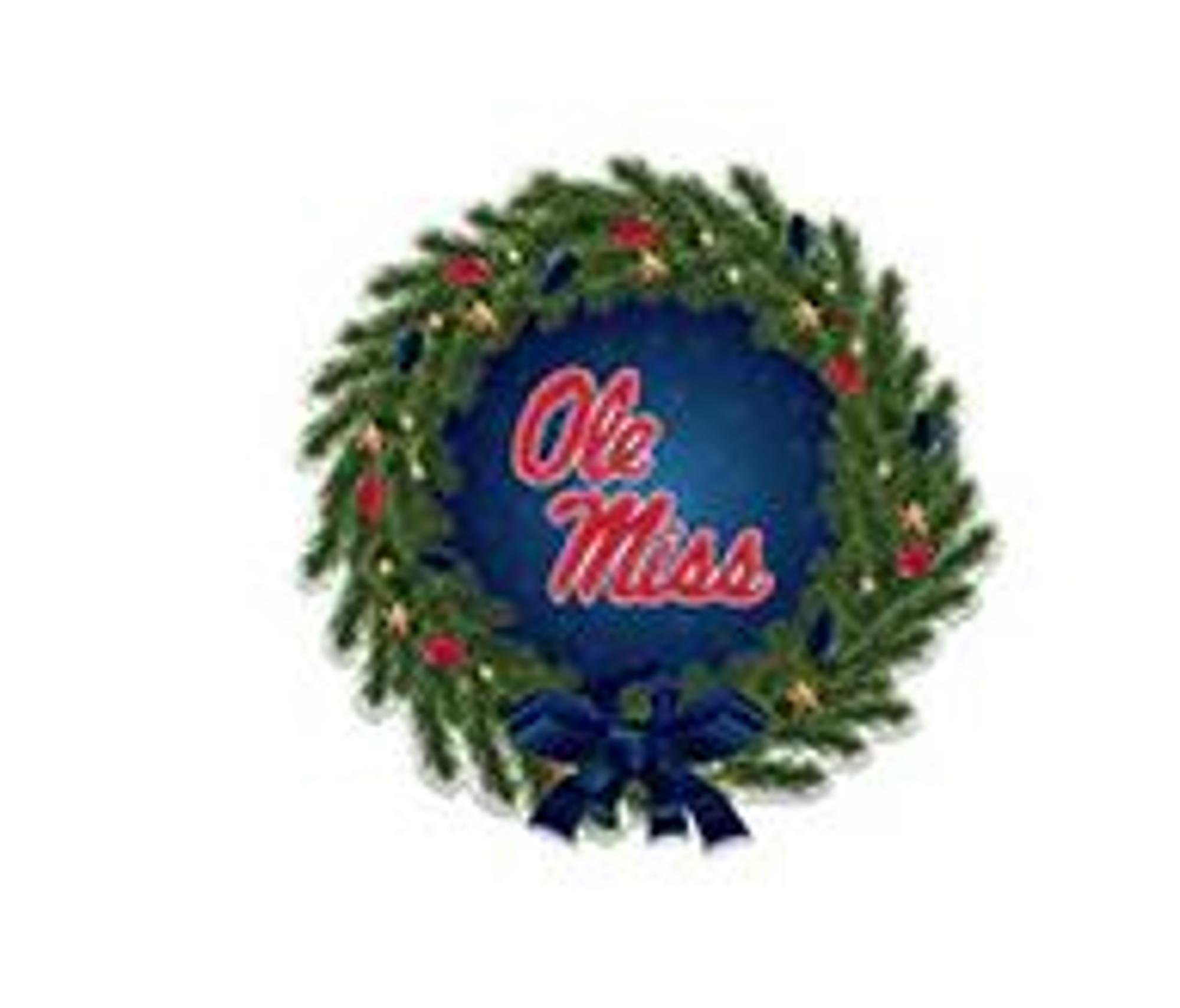 image of: Ole Miss Holiday Wreath Shape Cut Pennant