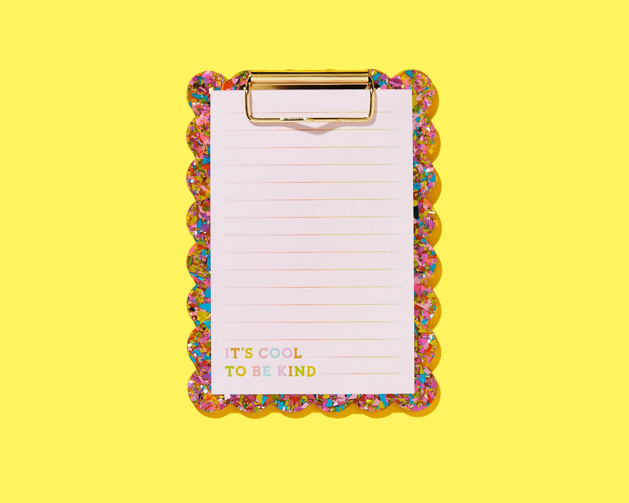 Product image 1 of 1 for Scalloped Clipboard w/ Notepad - Small - Happy Confetti