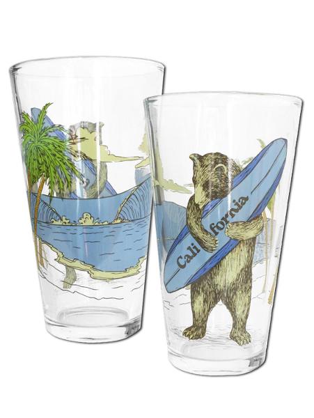 California Surfing Bear 16oz Pint Glass; $14.98