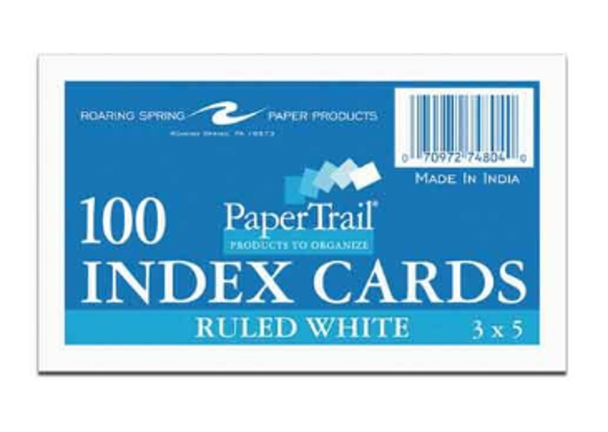 image of: Roaring Spring 3in x 5in Ruled Index Cards, 100 Pack, White