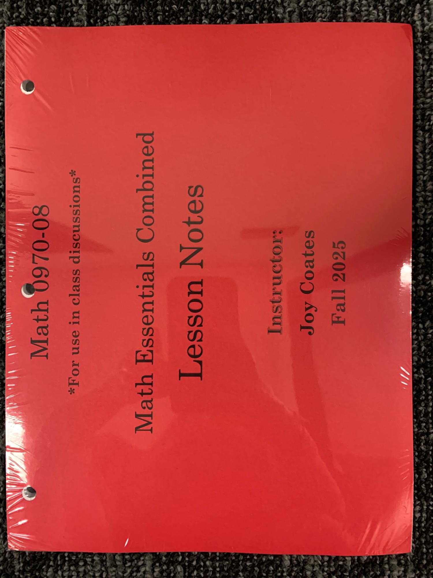 Cover image for MATH 0970 LESSON NOTES - COATS