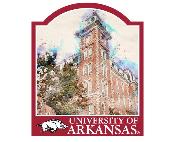 Arkansas Razorback Magnet Artwood Watercolor Old Main; $7.99