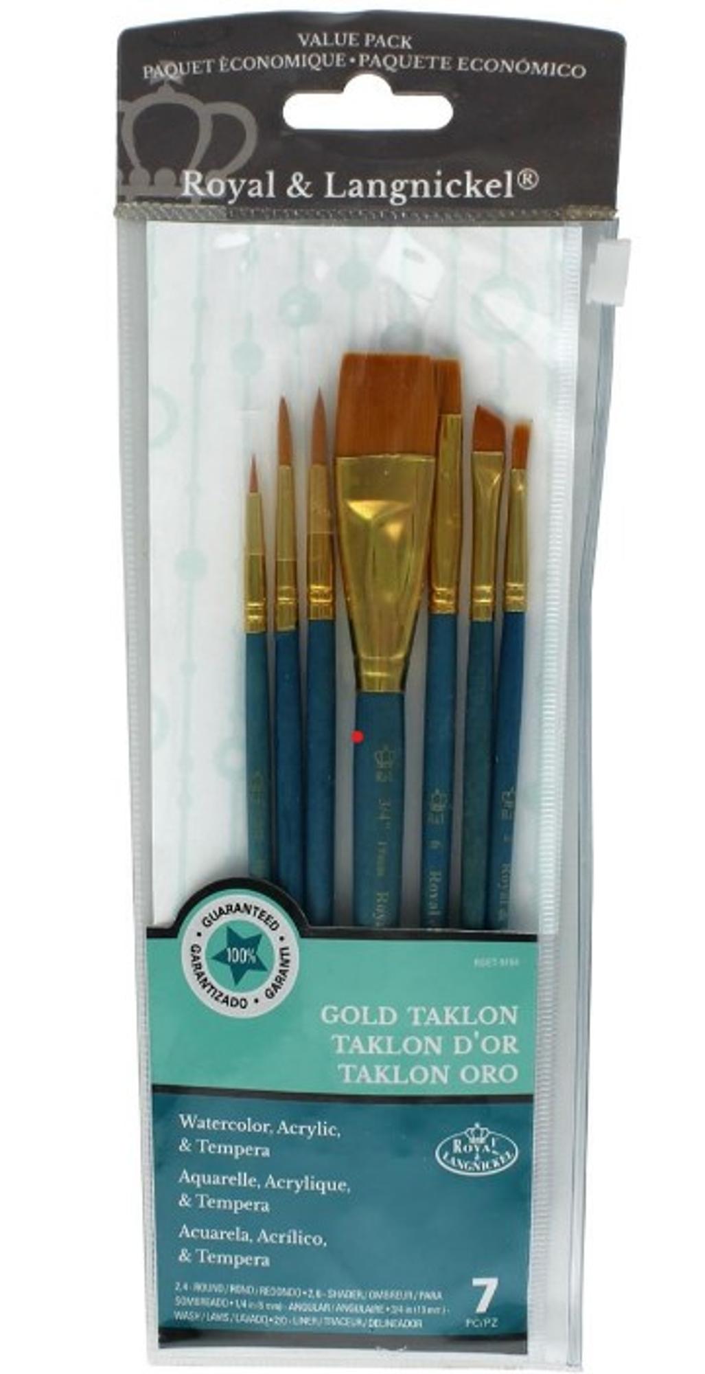 image of: Gold Taklon Short Handle Brush Value Pack Set 7pc