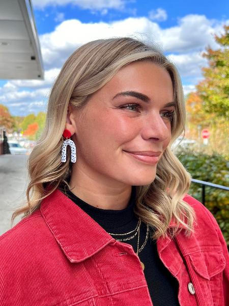 POLKA DOT HORSESHOE- EARRINGS; $24.99