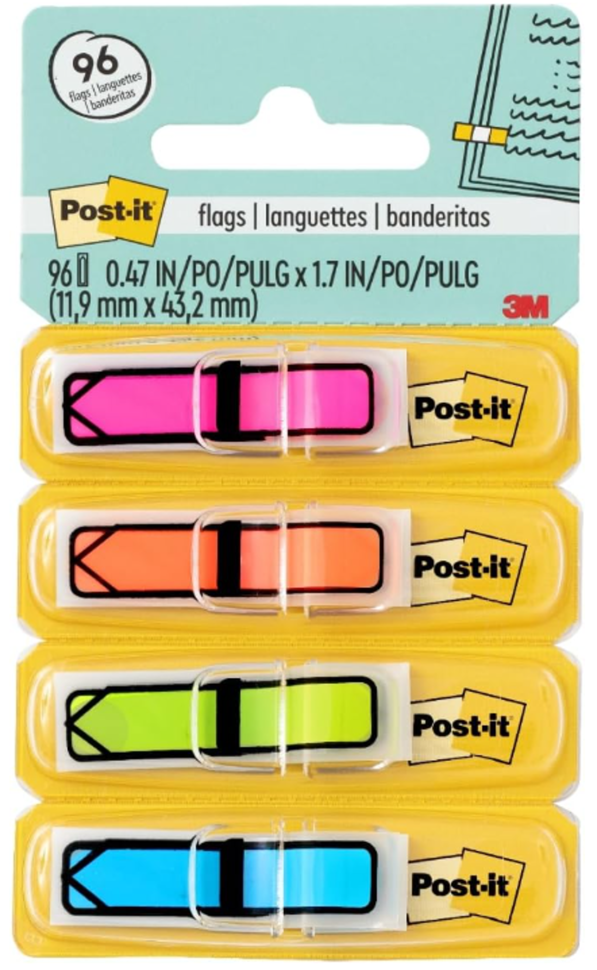 Product image 1 of 1 for Post-It .5in x 1.7in Arrow Flags, 4 Pack