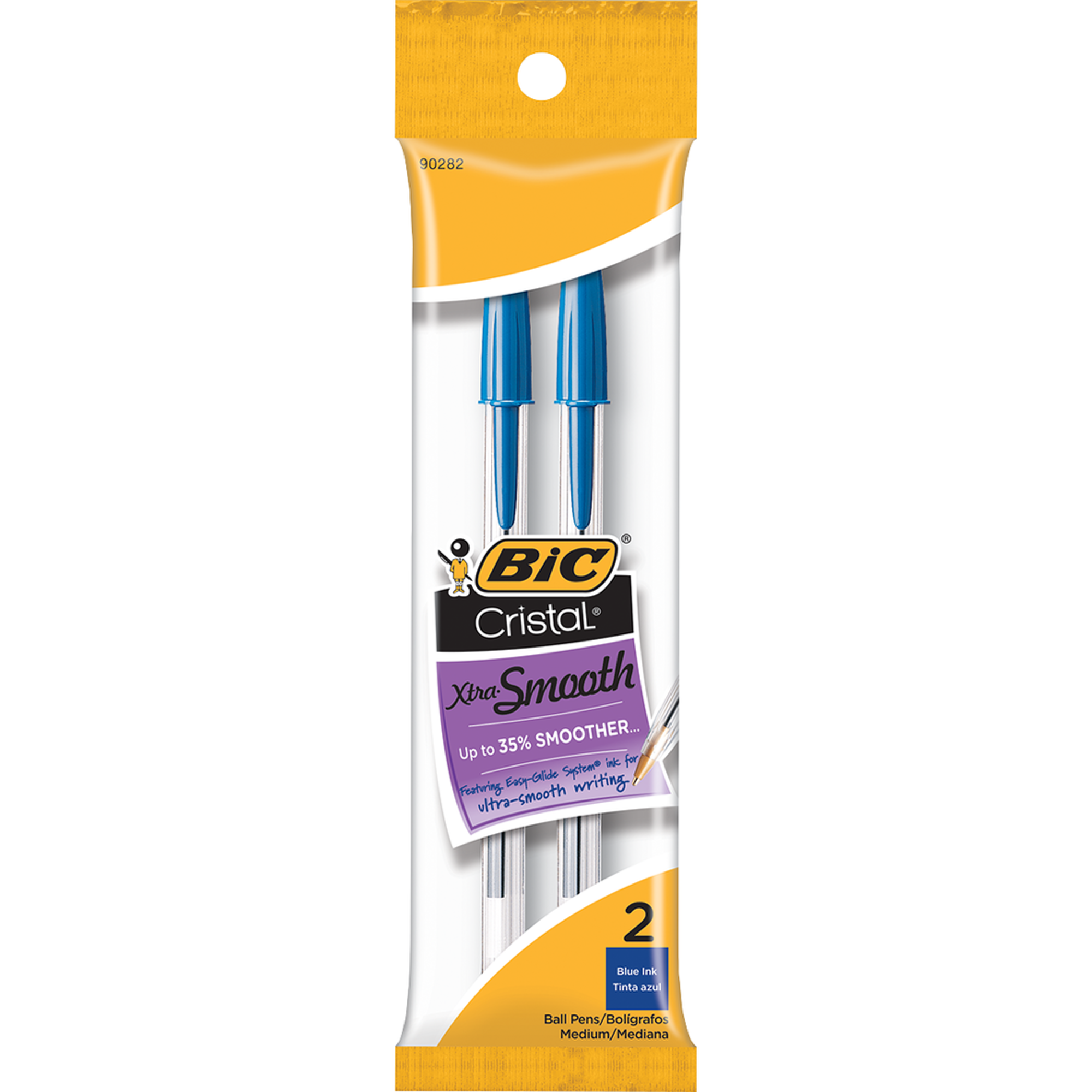 image of: BIC Cristal Xtra Smooth Stic Ballpoint Pen - Blue 1.0mm 2Pk BP