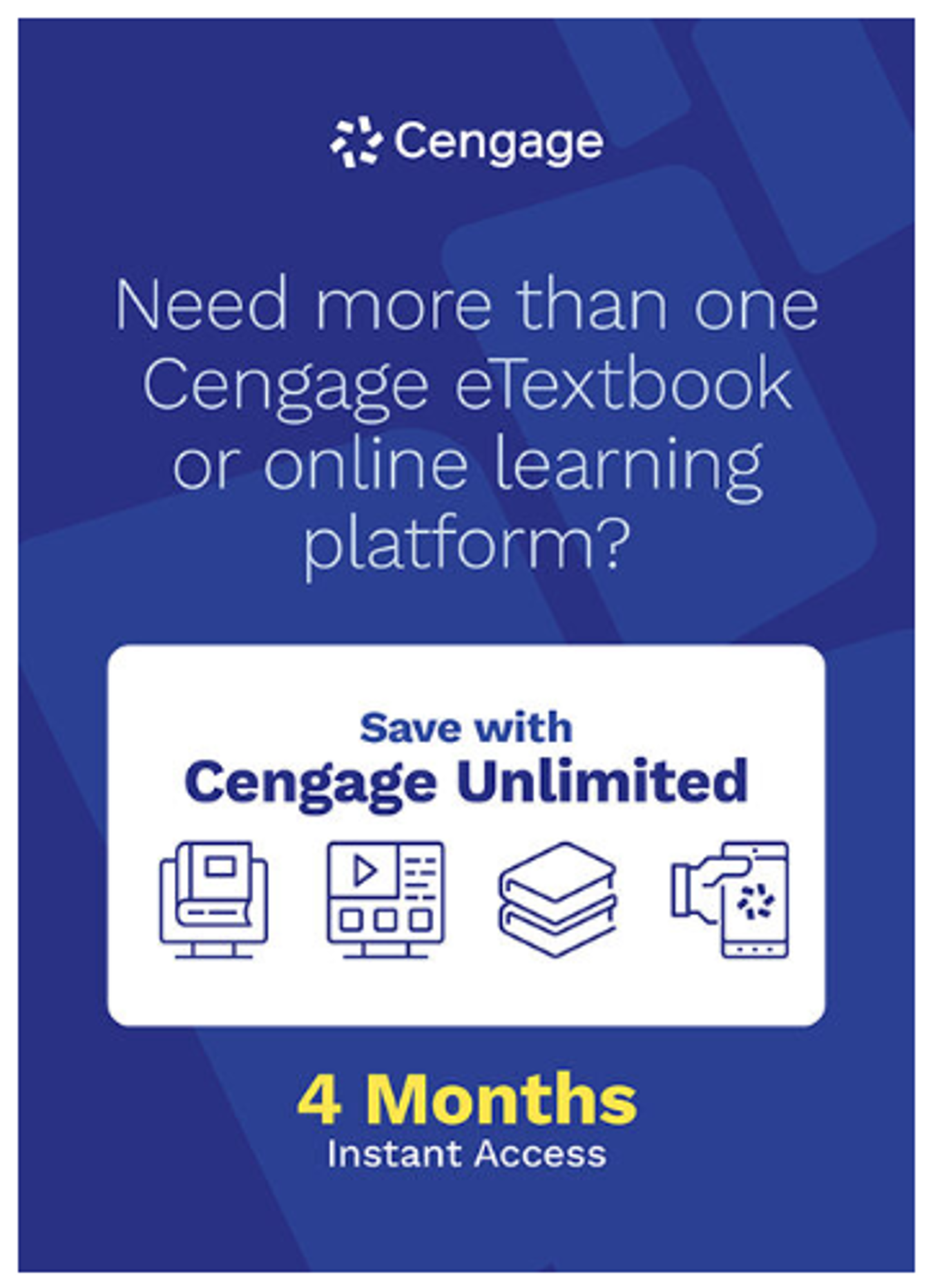 Cover image for Cengage Unlimited 4-month Access (Includes MindTap/WebAssign Access)