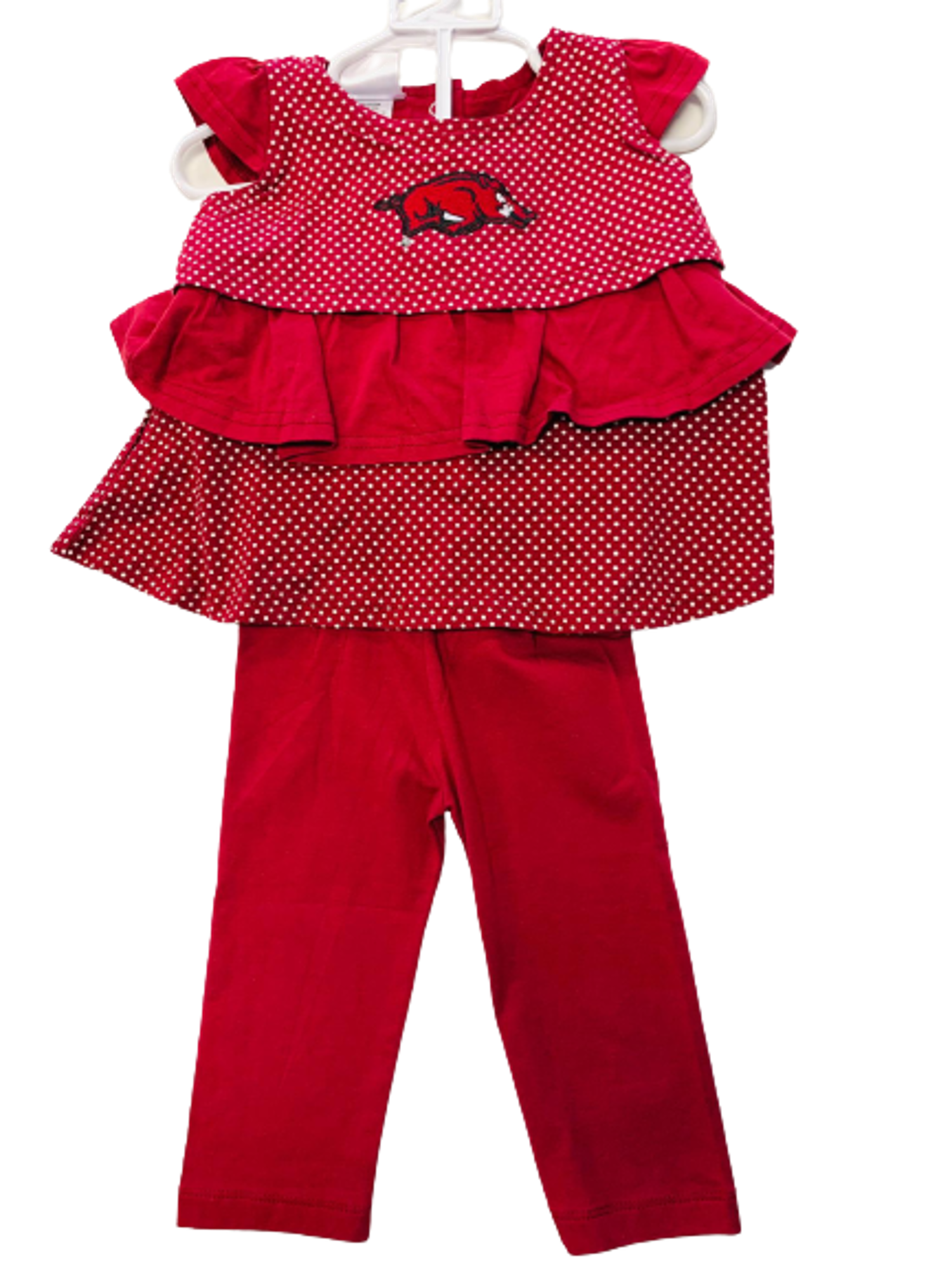 image of: Arkansas Razorbacks Infant Ruffle Shirt and Pant Set