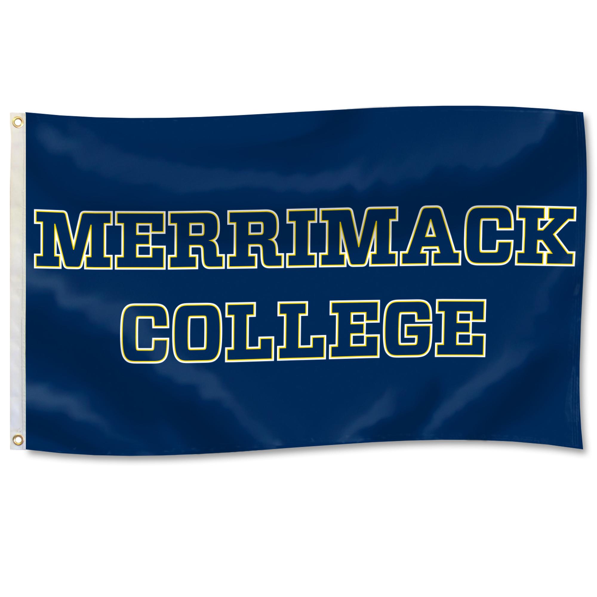 image of: Gold Lined Merrimack College Navy Flag