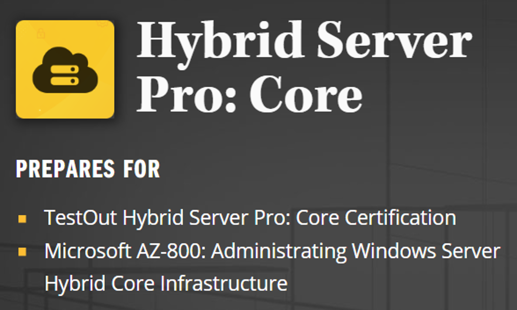 Cover image for ITNW 1354: TestOut Hybrid Server Pro: Core Access Code