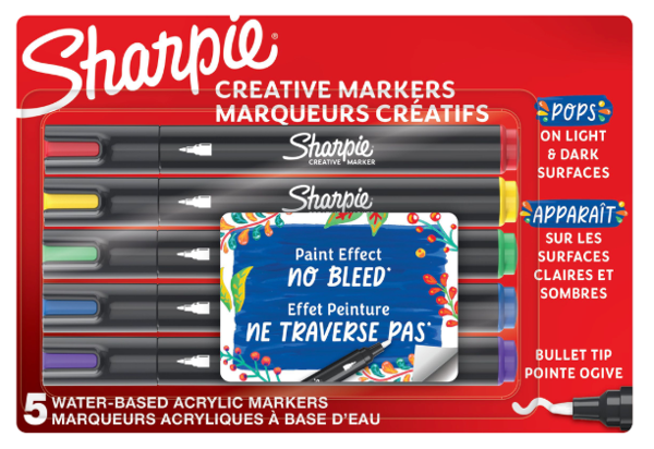 Sharpie Acrylic Creative Markers - Asst. 5pk Bold Tones; $18.99