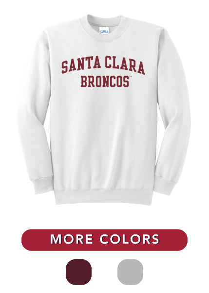 Santa Clara Broncos white Crew Sweatshirt; $29.98