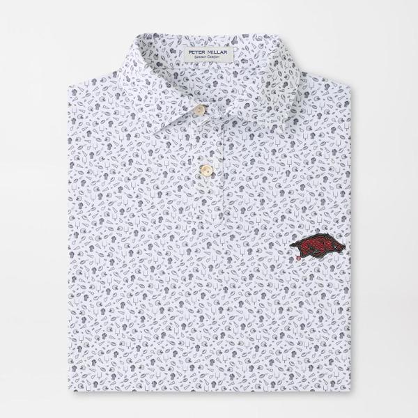 Arkansas Razorbacks Peter Millar Youth Kick Off Performance Jersey Polo Running Hog; $95.00