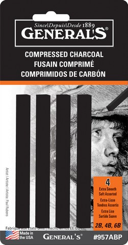 image of: Generals Compressed Charcoal Black Assorted Set/4