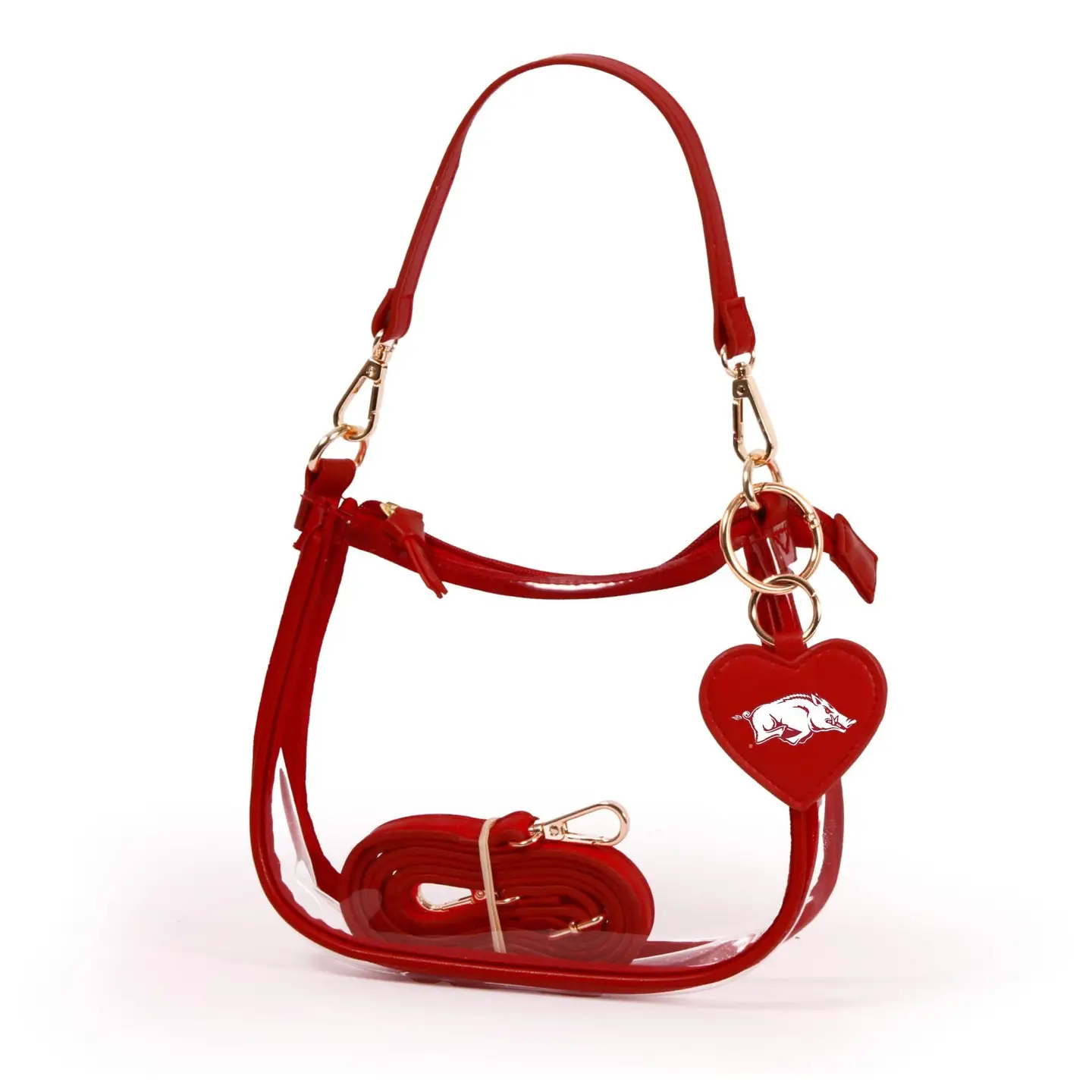 image of: Arkansas Razorbacks Clear Clara Purse with Heart Charm