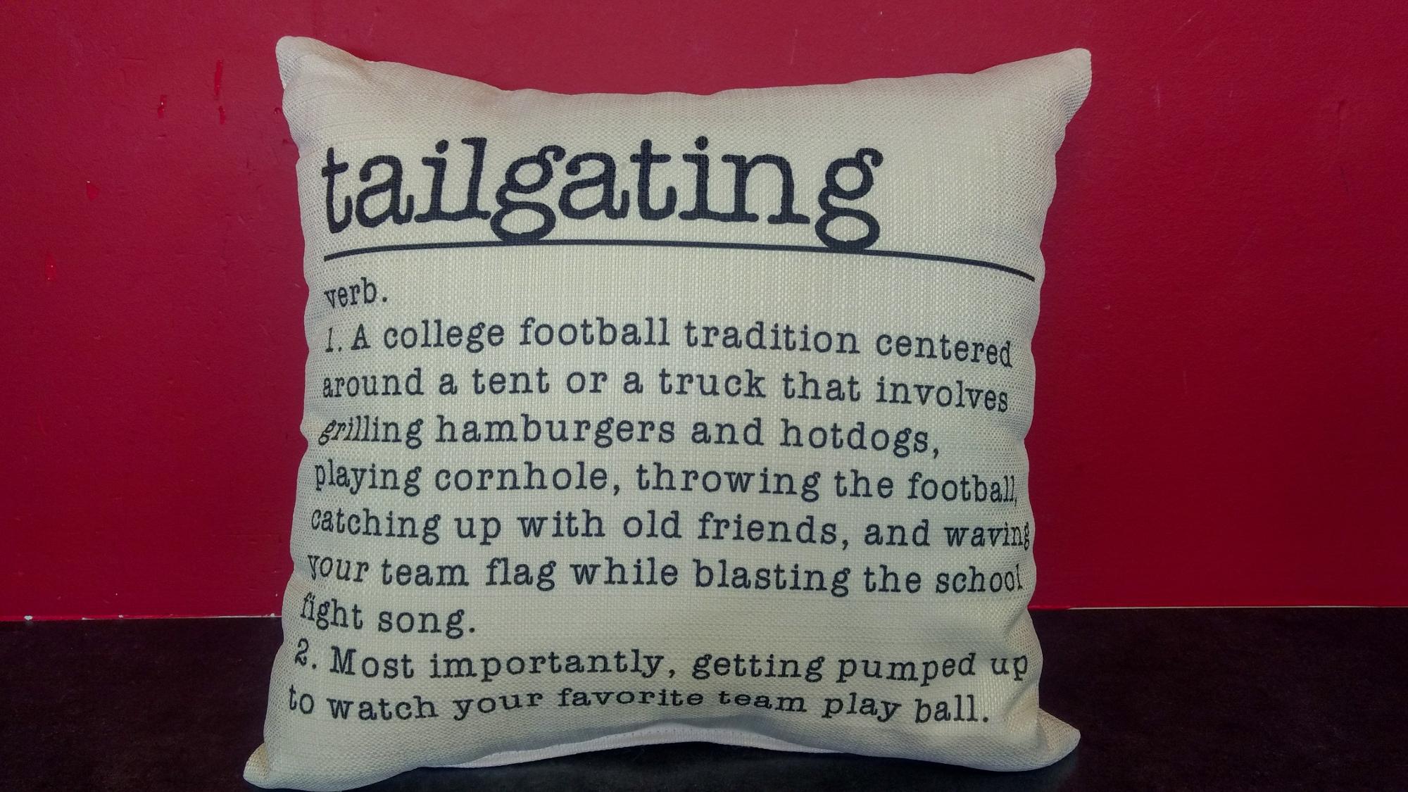 Tailgating Definition Pillow Campus Bookstore Fayetteville