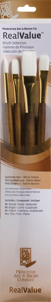 image of: Real Value Long Handle Brush Set 9147 4pc White Taklon